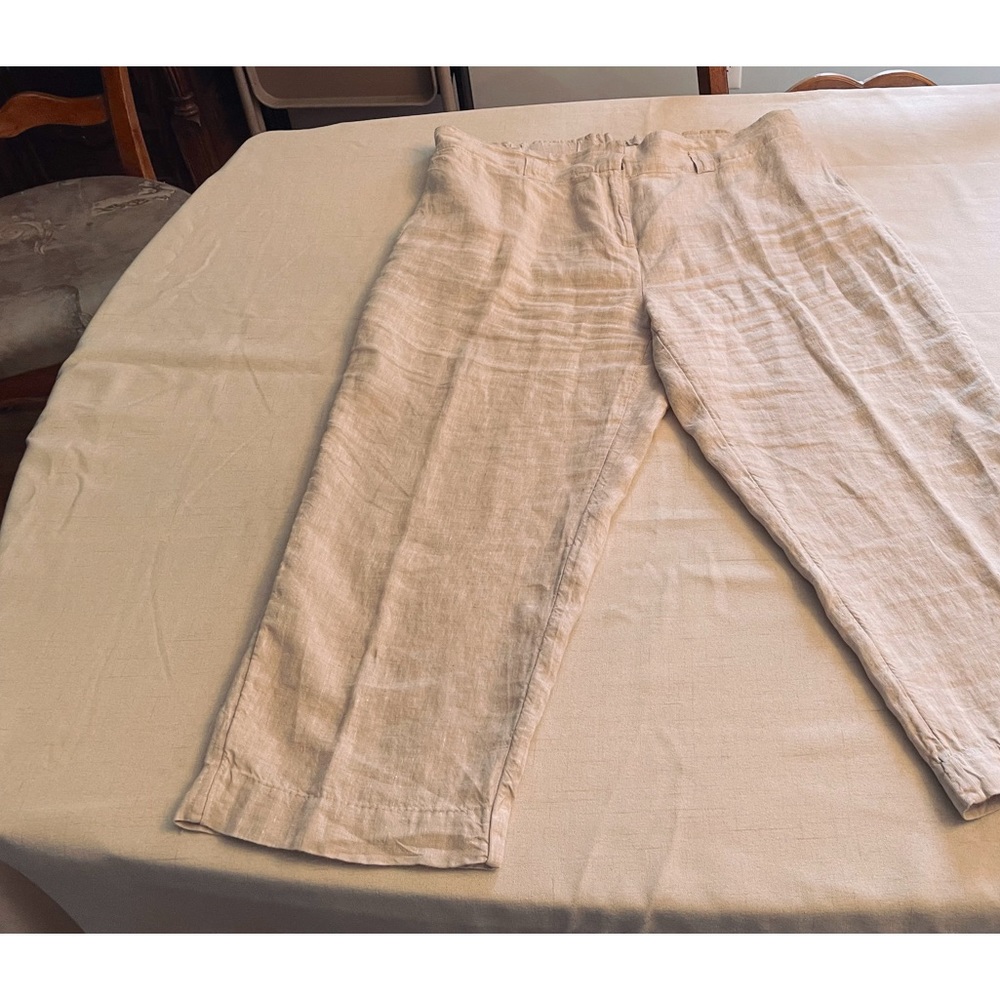 Pale gray pull on linen/rayon pull on capris XL